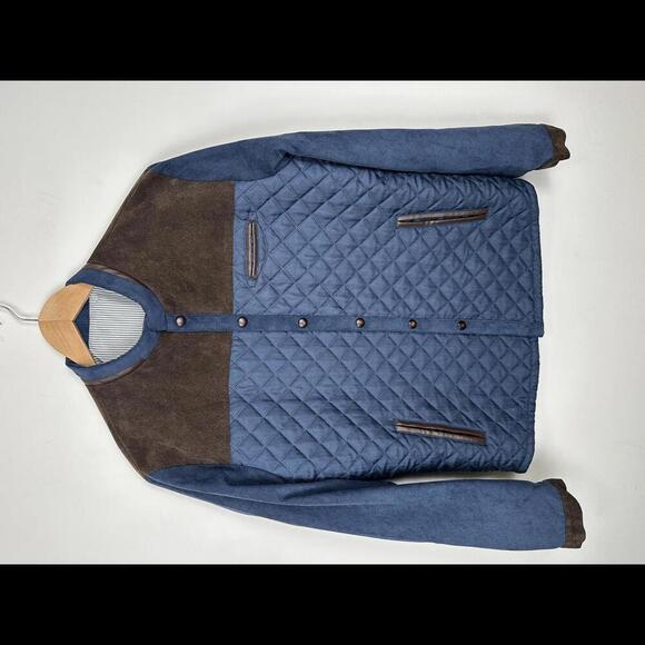 West Louis Navy + Brown Quilted Corduroy Jacket SIZE M - Picture 1 of 9